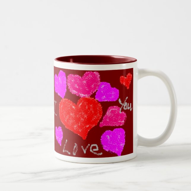 Tasse 2 Couleurs Coeurs de Valentine (Droit)