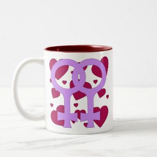 Tasse 2 Couleurs Coeurs lesbiens de mariage