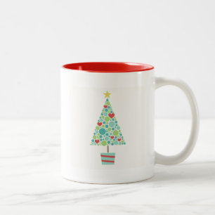 Tasse 2 Couleurs Coeurs mignons pastel moderne sapin de Noël