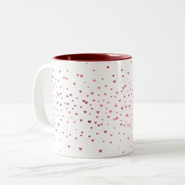 Tasse 2 Couleurs Coeurs rouges Confetti (Devant gauche)