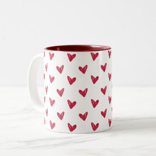 Tasse 2 Couleurs Coeurs rouges, Saint Valentin