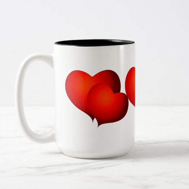 Tasse 2 Couleurs Coeurs satinés rouges (Gauche)