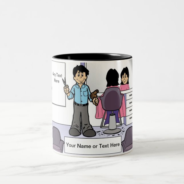 Tasse 2 Couleurs Coiffeur personnalisé - Dessin masculin (Centre)