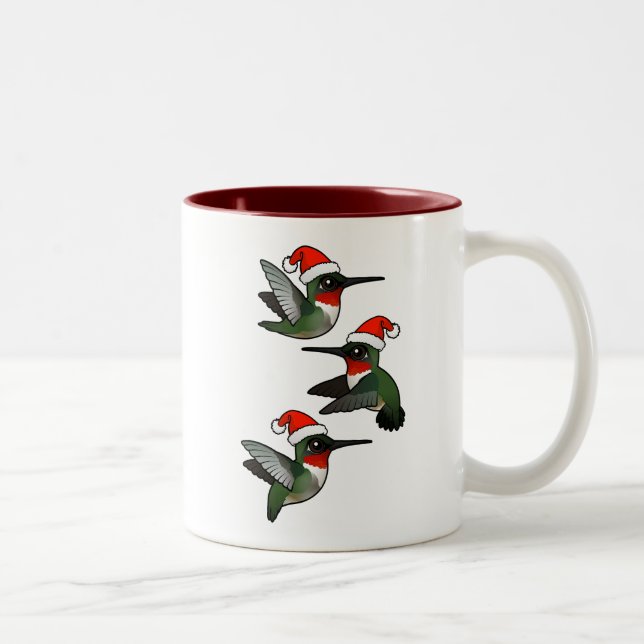 Tasse 2 Couleurs Colibri à gorge rubis de Noël (Droit)