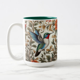 Tasse 2 Couleurs Colibri volant inspiré de William Morris