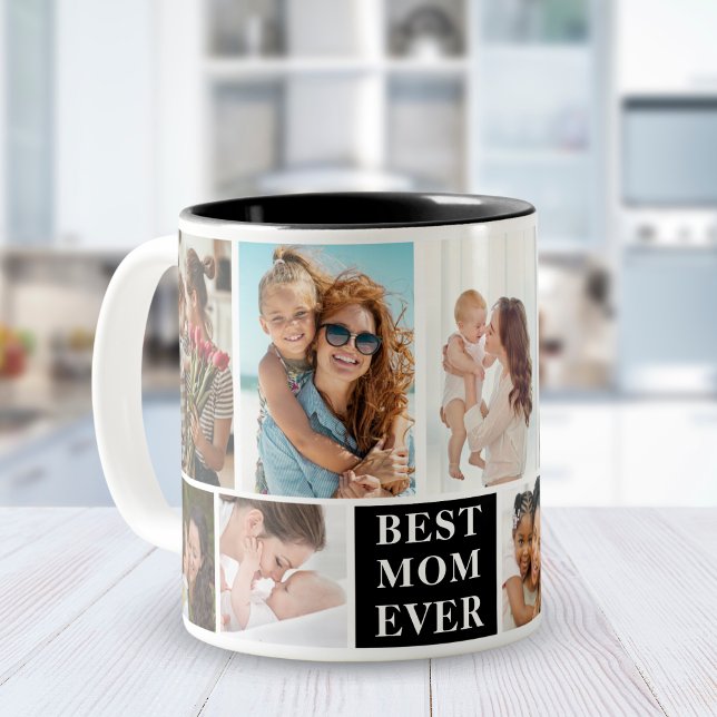 Tasse 2 Couleurs Collage 10 Photos Best Mom Ever (Créateur téléchargé)