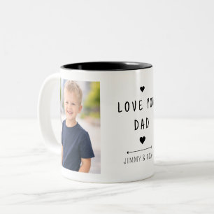 Tasse 2 Couleurs Collage de 2 photos modernes Amour Papa