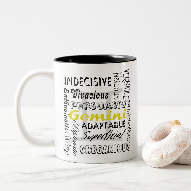 Tasse 2 Couleurs Collage de l'horoscope de Gemini Zodiac (Avec donut)