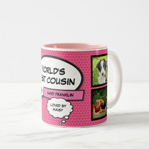 Tasse 2 Couleurs Collage de photos comique de cousine rose girly