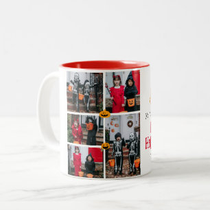 Tasse 2 Couleurs Collage de photos de famille Halloween en Citrouil