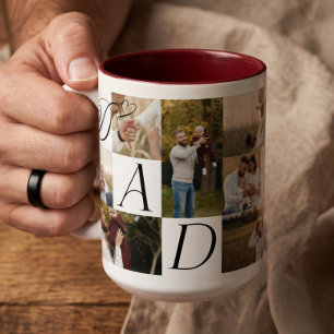 Tasse 2 Couleurs Collage de photos de famille Papa Joyeuse première
