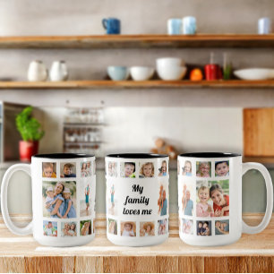 Tasse 2 Couleurs Collage de photos de famille personnalisé 20 Famil