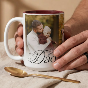 Tasse 2 Couleurs Collage de photos de papa, premier cadeau souvenir