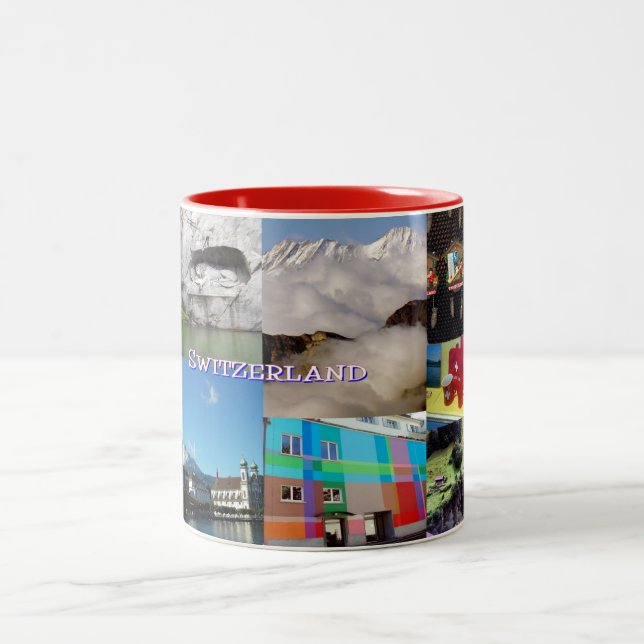 Tasse 2 Couleurs Collage de photos de Suisse (Centre)