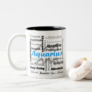 Tasse 2 Couleurs Collage de Traits d'astrologie du Zodiac Aquarius