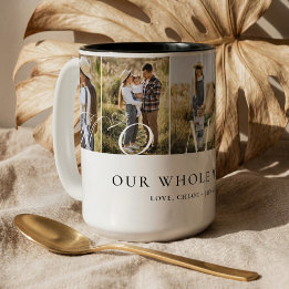 Tasse 2 Couleurs Collage photo élégant de maman, cadeau de la fête 