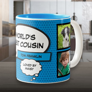 Tasse 2 Couleurs Collage photo moderne de Cool amusant Cousin