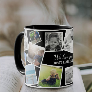 Tasse 2 Couleurs Collage photo personnalisé pour papa avec 17 photo
