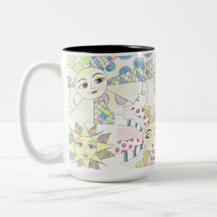 Tasse 2 Couleurs Collage solaire fantasque tone à deux tons