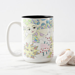 Tasse 2 Couleurs Collage solaire lunaire