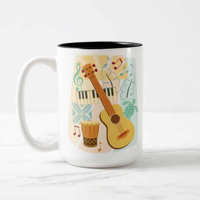Tasse 2 Couleurs Collage Ukulele (Gauche)