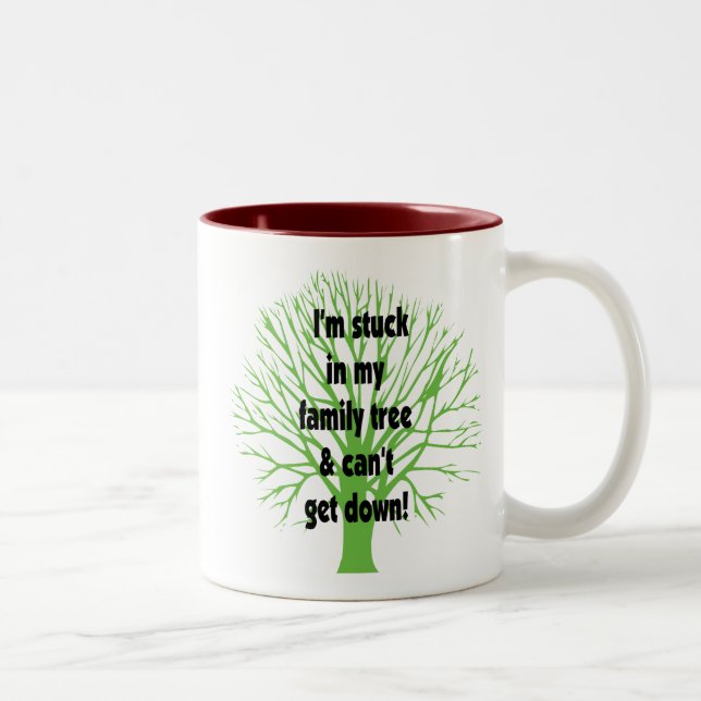 Tasse 2 Couleurs Collé dans mon arbre généalogique (Droit)