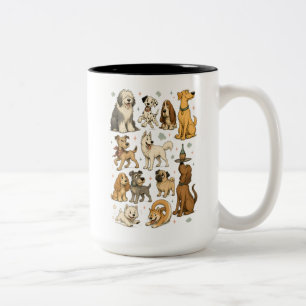 Tasse 2 Couleurs Collection de cliparts de races de chiens de dessi