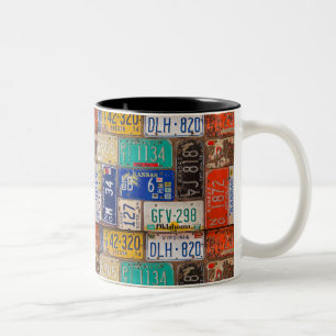Tasse 2 Couleurs Collection de plaques d'immatriculation rétro