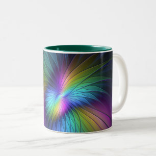 Tasse 2 Couleurs Coloré Avec Bleu Moderne Art Fractal Abstrait