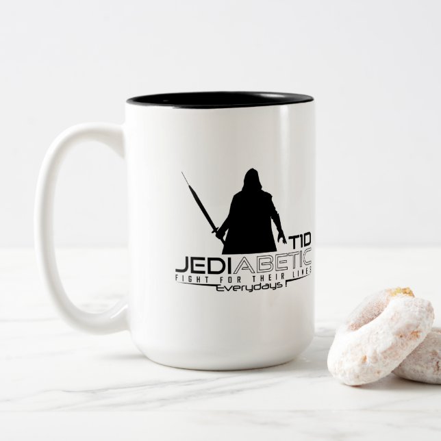 Tasse 2 Couleurs Combat de T1D Jediabetic pour les vies - (Avec donut)