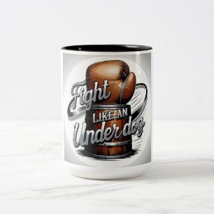 Tasse 2 Couleurs Combattre comme un Gant Brown sous un texte argent
