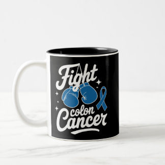 Tasse 2 Couleurs Combattre le cancer du côlon Ruban bleu Cancer du