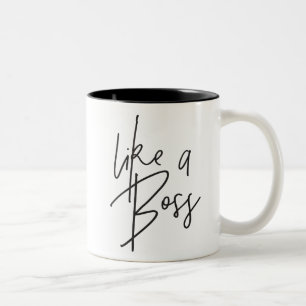 Tasse 2 Couleurs COMME UN BOSS moderne chic main lettré type noir