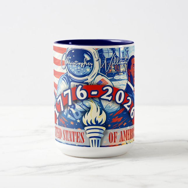 Tasse 2 Couleurs Commemorative 1776-2026 USA Personalized (Centre)