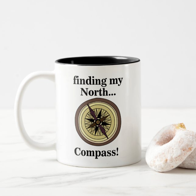 Tasse 2 Couleurs Compass Instrument Navigation Direction Funny (Avec donut)