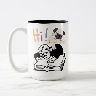 Tasse 2 Couleurs Conception artistique du personnage "Hi!" en lectu