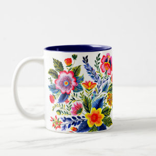 Tasse 2 Couleurs Conception de broderie en filé de fleurs faux lumi
