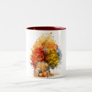 Tasse 2 Couleurs Conception de chien d'automne à l'aquarelle - Berg