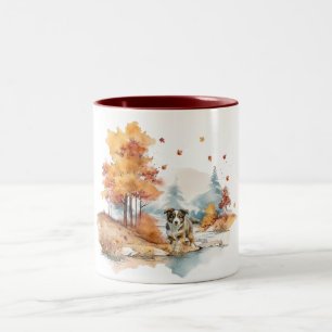 Tasse 2 Couleurs Conception de chien d'automne à l'aquarelle - Berg