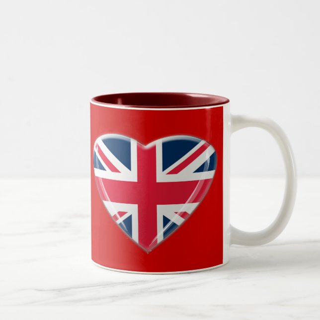 Tasse 2 Couleurs Conception de coeur d'Union Jack (Droit)