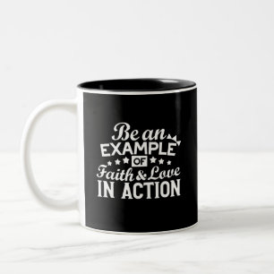 Tasse 2 Couleurs Conception de la motivation chrétienne - Foi, Amou