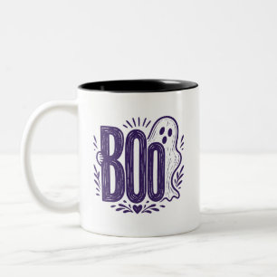 Tasse 2 Couleurs Conception de linogravure de fantôme BOO pour Hall
