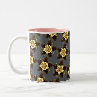 Tasse 2 Couleurs Conception de mandala floral doré de luxe ornement