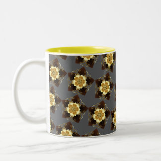 Tasse 2 Couleurs Conception de mandala floral doré de luxe ornement