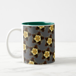 Tasse 2 Couleurs Conception de mandala floral doré de luxe ornement