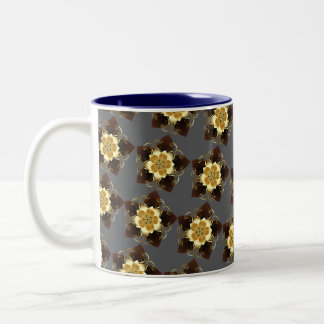 Tasse 2 Couleurs Conception de mandala florale dorée de luxe orneme