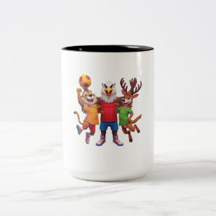 Tasse 2 Couleurs Conception de mascotte de dessin animé d'équipe de