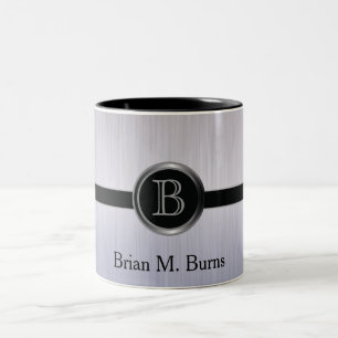 Tasse 2 Couleurs Conception de monogramme exécutif - Acier de bross