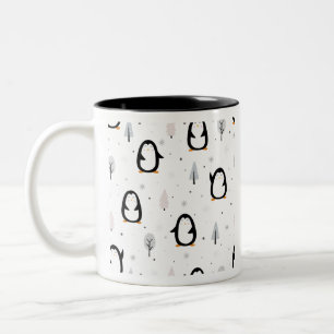 Tasse 2 Couleurs Conception de motif de manchot d'hiver
