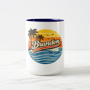 Tasse 2 Couleurs Conception de nom Brandon Retro Sunset